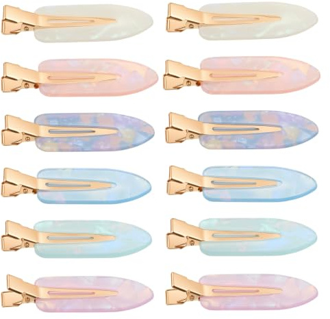 simarro 12 pinzas para el pelo sin arrugas, pinzas planas sin doblarse, pinzas de maquillaje para el cabello, accesorios de peinado para lavado facial, peluquería, flequillo, ondas, mujer y niña