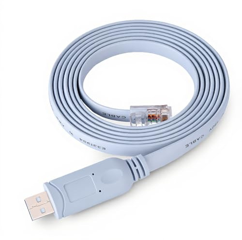 Richer-R USB to RJ45 Cable, USB2.0 Male to RJ45 Male CAT5 Serial Console Flat Cable for Cisco Routers Switches for Cisco (CISCO) Routers, Huawei, JUNIPER, 3COM, Ruijie Routers/Switches/AP Wireless