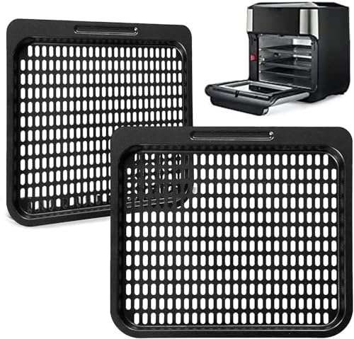 Air Fryer Cooking Tray for Instant Vortex Plus10 Quart Chefman 12 Quart, 2 PCS Food Grade Nonstick Replacement Rack Parts Grill Pan Crisper Plate, Dishwasher Safe