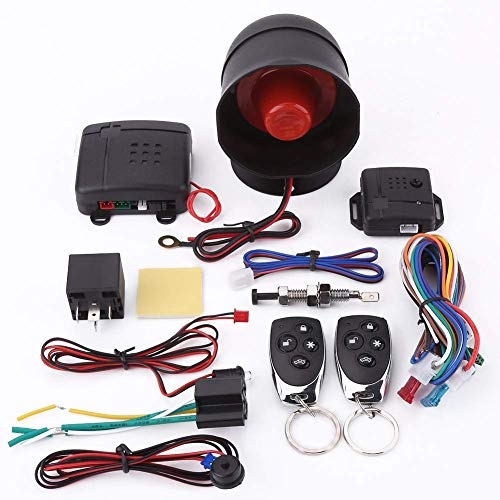 Car Security System, Car Alarm System Immobilizer Kit， Universal Car Alarm Security System Keyless Entry with 2 Remote Controls Siren Car Security