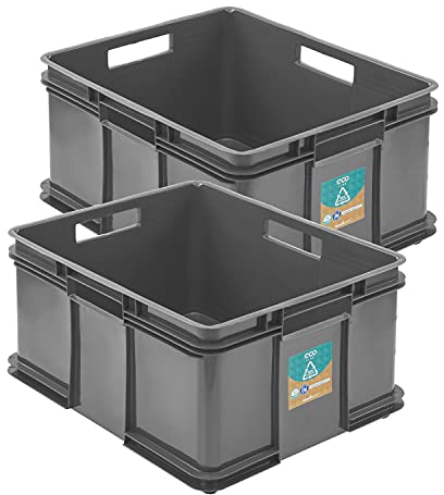 Bruno Eco - Cajas apilables (2 unidades, 54 L), color gris