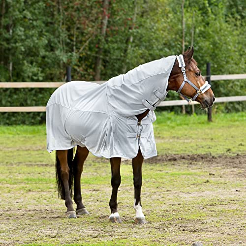 HORZE Coperta per cavalli Nevada Combo, coperta antipioggia e coperta per cavallo e pony, grigio, 135