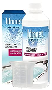 Metacril Idronet + Bicchierino Dosatore Graduato, Detergente Specifico Universale per Vasca Idromassaggio Spa, Non Schiumogeno, ad Azione Igienizzante e Sgrassante - 500 ML