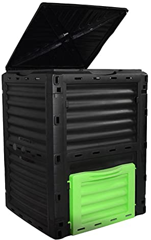 Composteur de Jardin 300 litres en Plastique, composteur Rapide, composteur Thermique, boîte à déchets, composteur avec Couvercle verrouillable, Vert