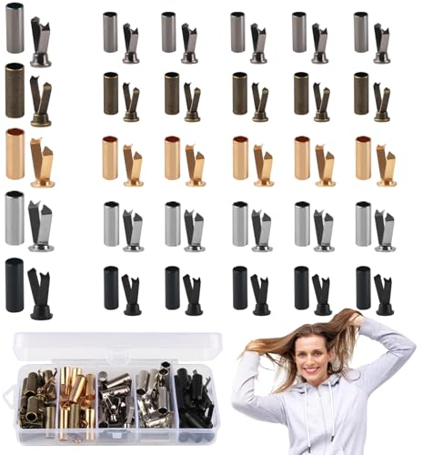 50 uppsättningar snörändar metall, 5 färger snörändstycke metall kvalitetslegeringar snörstopp metall, snörändar metall för skosnören spetsar tå huvtröja gör-det-själv reparationer skosnören