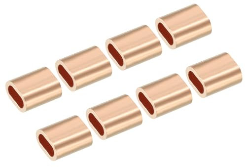 PATIKIL 1/8/3mm Draht Seil Crimpschlaufe Hülse 20 Pack Kupfer Einzel Oval Loch Kabelklemmen für Draht Seil Kabel Zwinge Golden