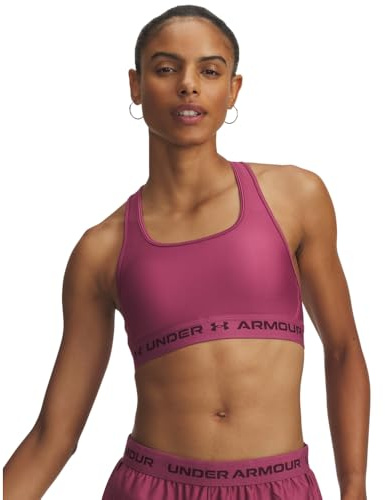 Under Armour Mujer Crossback Mid Bra, Sujetador Deportivo de sujeción Media para Ciclismo, Gimnasio y Entrenamiento con Pesas, Top Deportivo con Copas extraíblesFuchsia Dusk / / Dark Maroon,XS