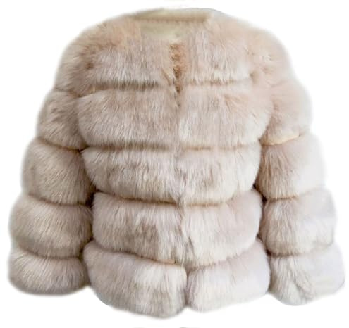 loveimgs Women Warm Fluffy Cropped Puffer Jacket Faux Fur Coat Crop Parka Collarless Winter Teddy Bear Coat Overcoat, Beige Camel, Small