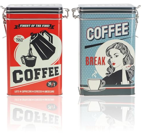 com-four® 2x recipientes de almacenamiento de metal - recipiente de café con tapa con cerradura - recipiente de metal de diseño para alimentos [la selección varía]