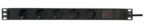 5-vägs PDU dockningsstation, separata kontakter, 19-tumskompatibel, perfekt för att fördela ström till servrar och nätverksutrustning.