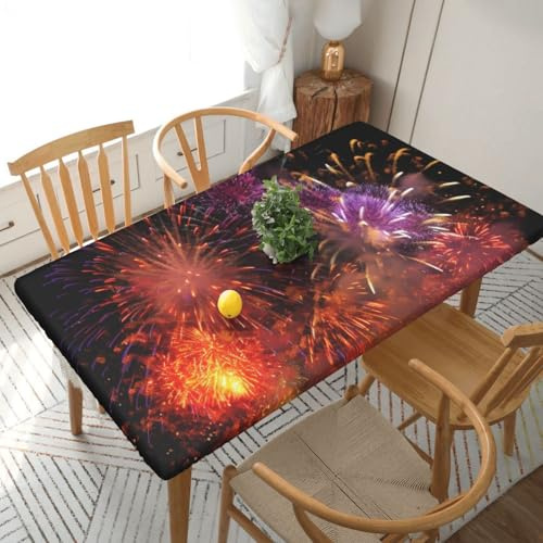 YKLJG Tovaglia stampata in 3D con stampa di fuochi d'artificio Explosion, 1,5 m, 76 x 152 cm, rettangolare, impermeabile, lavabile, per tavoli da pranzo