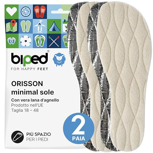 biped minimal sole ORISSON – 2 pares de plantillas de fieltro para zapatos descalzos – lana auténtica – plantillas térmicas cálidas – para adultos y niños(38)