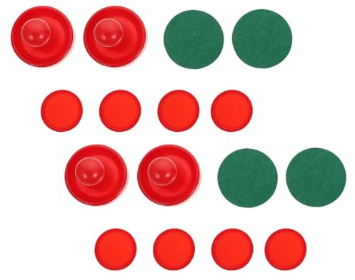 Alipis Set Accessori per Air Hockey da Tavolo 16 Pezzi – 4 Spingitori Rossi 76Mm 4 Panno Vellutato 8 Dischi Rossi 51Mm – Ricambi per Gioco da Tavolo Hockey Portatile e da Viaggio
