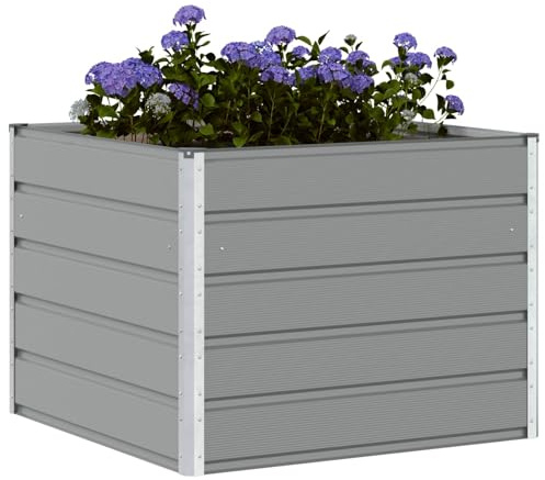 vidaXL Planteringskärl Ljusgrå 100 x 100 x 75 cm Stål