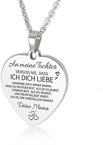HAYOUWAY An Meine Tochter Enkelin Kette Herz Halskette für Damen Mädchen, Mutter Tochter Geschenk Kette mit Gravur Spruch Geburtstag Jahrestag Geschenk für Tochter Enkelin von Mama Papa Oma Opa