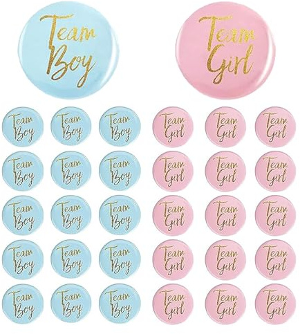 30 Piezas Botones De Revelación De Género Botón De Revelación De Género Equipo Niño Niña Insignia Pin Para Baby Shower Decorativo Género Revelar Fiesta Juego Suministros (Azul y Rosa)