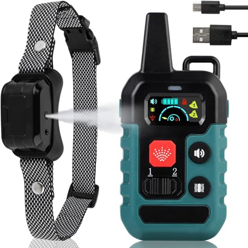 SUPERNIGHT Citronella Anti-Bark Spray Collar with Remote No Shock Safe Humane Stop Barking Device 4 Training Modes (Vibration/Sound/Spray/Reinforcement Spray) 1000FT Control Range for S/M/L Dog