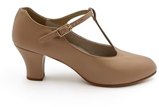Capezio Jr. Footlight T-Strap Character Shoe, Caramel, 8 W