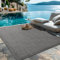 HomebyHome Outdoor-Teppich Flachgewebe Wetterfest Einfarbig Schwarz Küchenteppich, Balkon Terrassen Garten Wohnzimmer Teppich 280 x 370 cm