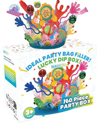 WAORZMK 160 Piece Party Favours Lucky Dip Box, Versatile Party Bag Fillers for Kids, Unisex Class Rewards Prizes Box Small Toys, Mystery Blind Boxes for Birthday Party Games & Gifts