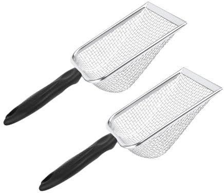 2pcs Garden Sifter, 5mm & 2mm Grids Stainless Steel Gardening Sieve with Non-Slip Handle Mesh screen Garden Filter Tools Suitable for Soil Stones Sand Rocks Dirt Compost