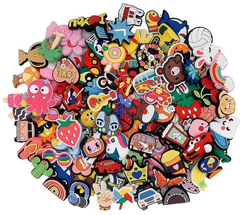 Aestustheri 50PCS Shoe Charms - Cartoon Shoe Decorations - PVC Accessories for Clog Sandals Wristbands Slippers - Party Gift for Kids Teens Adults (Multicolour)