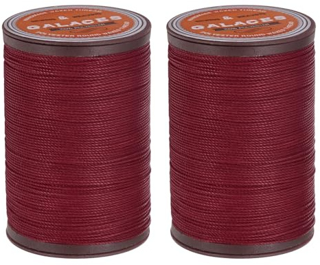 QUARKZMAN 2 stycken vaxat sytråd för symaskin, 0,55mm x 80m, rundt vaxat garn, skomakarståg, polyestergarn för lädersyning, bokbindning, reparation, flätade armband, burgunderrött
