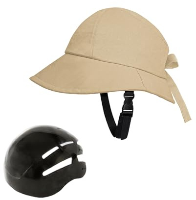 loyimioo Women Cycling Helmet for Sun Hat with Sun Visor Adjustable 58-60cm Hat Style Cycling Helmet for School Riding Khaki