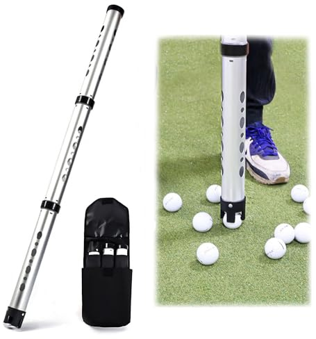 XSQD Golfball Ballsammler, Drei Abnehmbare Abschnitte, Halten 25 Große Kapazität Golfball Sammelröhre, Aluminiumlegierung, Mit Einer Aufbewahrungstasche, Golf Zubehör Geschenke Für Männer
