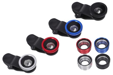 Holibanna 4 Pièces Kit Lentilles Téléphone Objectifs Angle Macro Oeil de Poisson pour Smartphone Photographie Mobile Extérieur Voyage