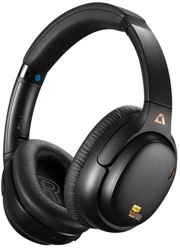 1Mii E700 Hybrid Active Noise Cancelling Headphones, Bluetooth Over Ear, Wireless Hi-Res Audio with LDAC & aptX Low Latency for Airplane Travel & Home TV, AI Translation & Custom EQ via APP, Black