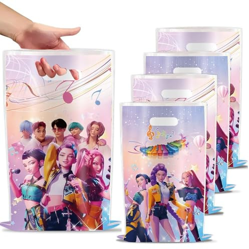 30 kpop piezas bolsas cumpleaños infantil demon hunters, estilo animados anime, bolsitas regalo coloridas con asa para cumpleaños de niños, fiestas, eventos y decoración de celebraciones