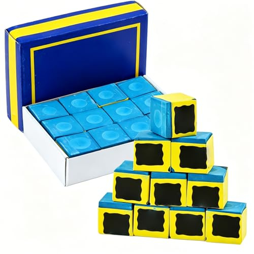 Juego De 12 Tizas De Billar Tiza De Taco De Billar Antideslizante Juego De Tizas De Taco De Billar Artesanía Duradera, Mejora Precisión Y Control en Juego De Pool Y Mesa De Billar (Azul)