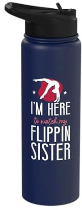 Gymnastics Brother Sister I'm Here To Watch My Flippin Stainless Steel Insulated Water Bottle