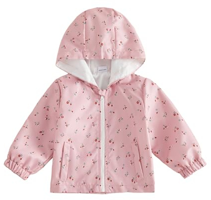 XIXIMAON Toddler Girls Lightweight Jacket Zip Up Hoodie Sweatshirt Coat | Baby Girl Windbreaker Jacket Floral Print Long Sleeve Zip Up Hooded Coat With Pockets Loose Fit Kids Outwear Fall Blouse Top