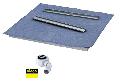 Ducha Element 90 x 90 x 5/10,5 cm ducha tarjeta 4 de gradiente cara extra plano duchas, 8 cm protectora Plate/Steel canaleta para desagüe Viega Base S4