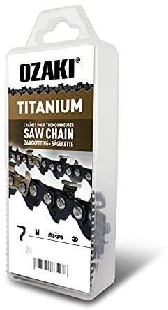 OZAKI - Chaîne Tronçonneuse .325 E72 - Titanium - Jauge 1,5 mm (0,058) - Profil de Gouge Semi-Carré - 72 Entraîneurs