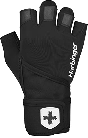 Harbinger Pro Wristwrap 2.0 Handschuhe für Gewichtheber, Unisex, Schwarz, Large