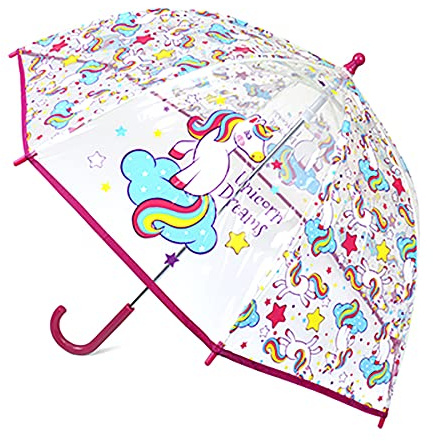 KAV Parapluie d'école transparent pour enfants garçons et filles – Joli et léger – Parasol dôme pour votre enfant, Licorne Dreams, petit, Classique