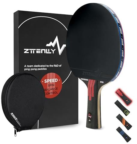 ZTTENLLY Ping Pong Paddle with Carbon Technology | Performance-Series,7-ply Finest Blade, Expert Speed/Edge/Balance/Control, Thicker Protector Case | Table Tennis Racket for Professional