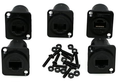 ZBLZGP Lot de 5 adaptateurs RJ45 de type D, module de type D, câble réseau CAT6 Gigabit droit RJ45 pour transmission de signal multimédia (D-CAT6, noir)