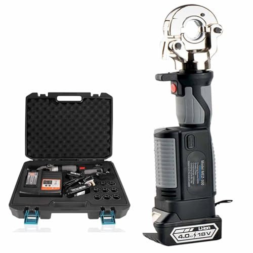 PixCy Crimpadora Hidráulica Recargable De 10-300 Mm², Crimpadora Hidráulica Eléctrica con 12 Pares De Troqueles, Crimpadora Cable con Batería para Terminal Cobre Y Aluminio