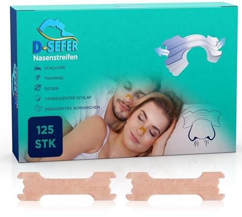 Nasenpflaster gegen Schnarchen 125 Stück Extra Starke Anti schnarch Nasenstrips - 66x19mm schnarchstopper Besser schlafen und Atmen-nose strips für Sport Nasenstreifen lindert verstopfte Nasen