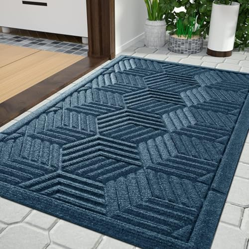 Yimobra Tapis de sol, anti-salissures, pour l'intérieur et l'extérieur, antidérapant, lavable et résistant aux intempéries, pour entrée et extérieur, 120 x 80 cm, bleu