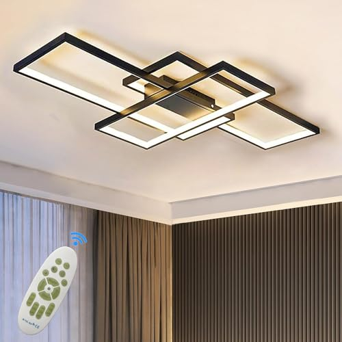 SXLXQM LED Deckenleuchte Dimmbar Modern Deckenlampe Schwarz Wohnzimmerlampe 60W Geometrisch Wandlampe Multifunktional Deckenbeleuchtung für Schlafzimmer Wohnzimmer Büro
