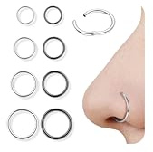 Diamday 8stk Nasenpiercing Ring 16G/18G 316L Chirurgenstahl Septum Ring Nasenring Hoop Helix Conch Tragus Daith Ohr Piercing Gold Silber Schwarz Clicker Knorpelohrring Lippenring 6mm/8mm/10mm/12mm
