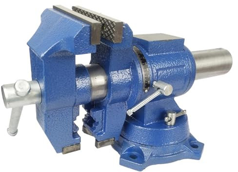 Tornillo de banco rotativo profesional, giratorio, yunque, banco de trabajo, banco de trabajo, mordazas de acero de, multifuncional, para mecánicos e ingenieros, azul, 360°, 125 mm