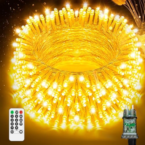 fullarrive Guirlande Lumineuse Intérieur Exterieur LED Noel - 25M 200 LED Guirlande de Noel avec Télécommande et Minuterie 8 Modes D’éclairage Étanche IP44 Décoration Festivals Mariages, Blanc Chaud