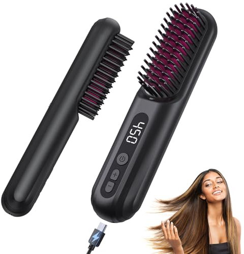 Bopcal Glätteisen Kabellos mit 10000mAh, Professionelles Ionen Haarglätter und Lockenstab Mini Tragbares Reiseglätteisen, Dual USB-C aufladbar, 30s Schnellaufheizung, LCD-Display (150-230°C), Schwarz