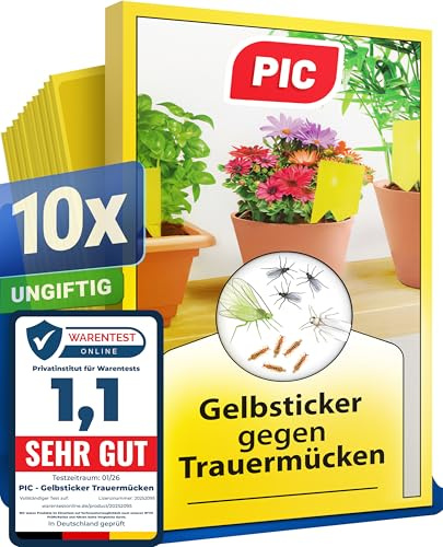 PIC Gula klistermärken bekämpar myggor 10x - gula paneler, myggor mot små flugor i blomjorden, myggfri